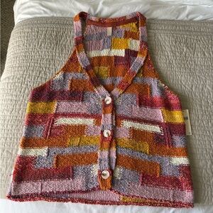 Anthropologie Pilcro Knit Button-Up Vest